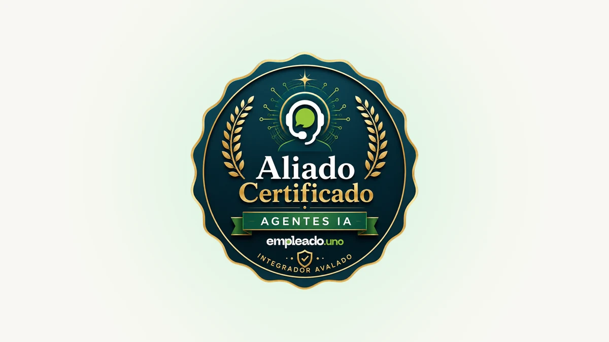 Sello circular de Aliado Certificado en Agentes IA de empleado.uno, con la leyenda Integrador Avalado